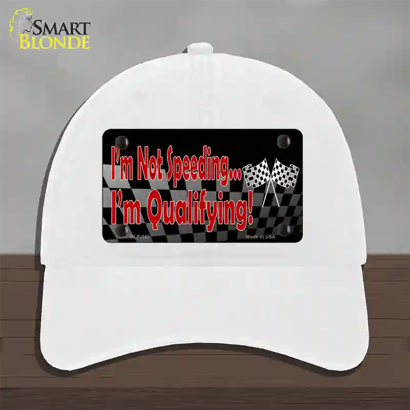 Im Qualifying Novelty License Plate Hat Unconstructed Cotton / White