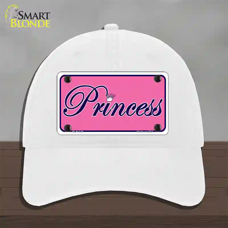 Pink Princess Tiara Novelty License Plate Hat Unconstructed Cotton / White