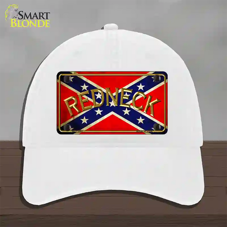 Redneck Confederate Flag Novelty License Plate Hat Unconstructed Cotton / White