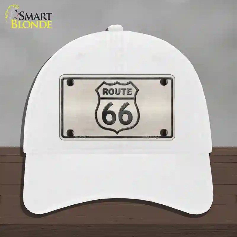 Route 66 Shield White Novelty License Plate Hat Unconstructed Cotton / White