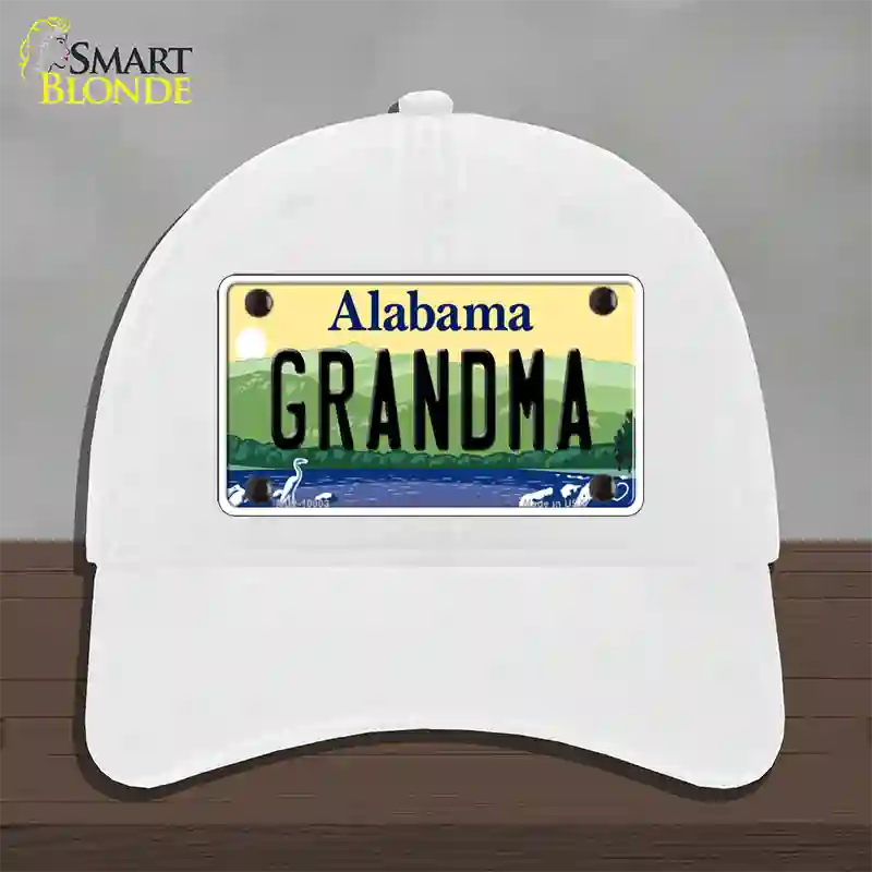 Grandma Alabama Novelty License Plate Hat Unconstructed Cotton / White