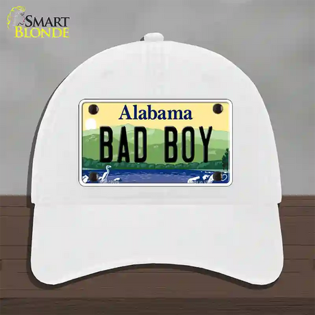 Bad Boy Alabama Novelty License Plate Hat Unconstructed Cotton / White