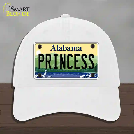 Princess Alabama Novelty License Plate Hat Unconstructed Cotton / White