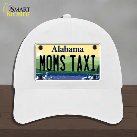 Moms Taxi Alabama Novelty License Plate Hat Unconstructed Cotton / White