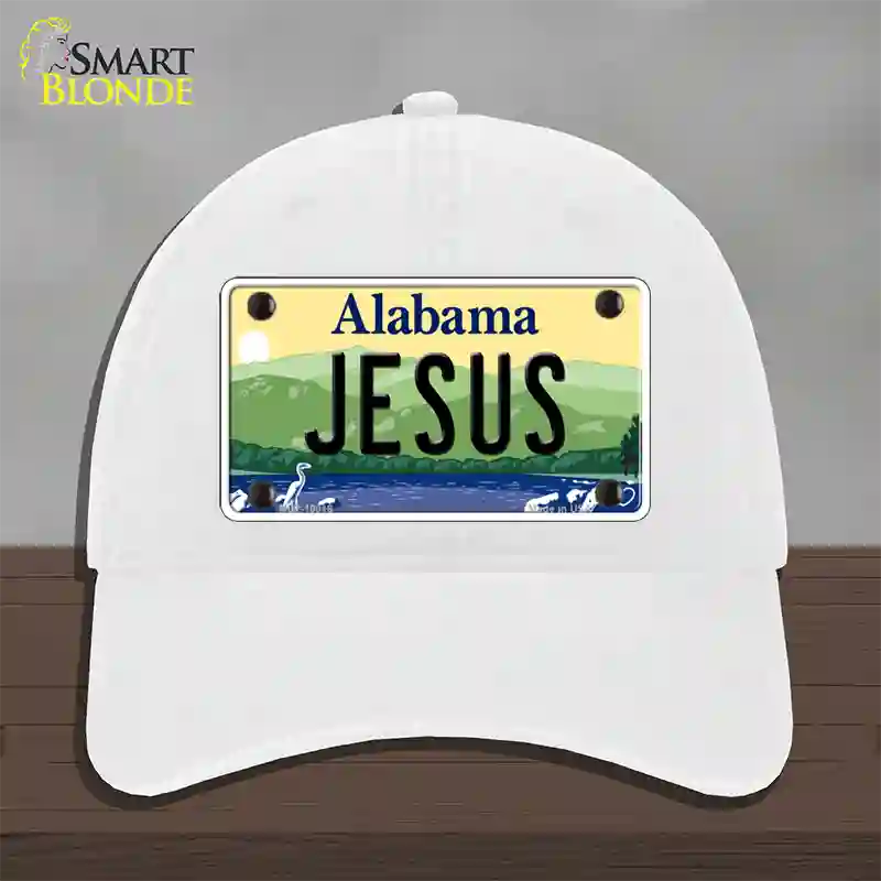 Jesus Alabama Novelty License Plate Hat Unconstructed Cotton / White