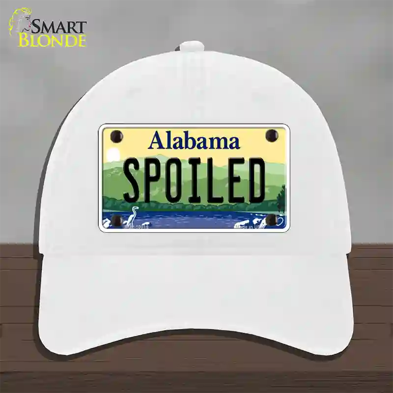 Spoiled Alabama Novelty License Plate Hat Unconstructed Cotton / White