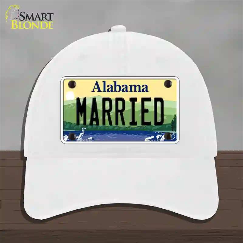 Married Alabama Novelty License Plate Hat Unconstructed Cotton / White