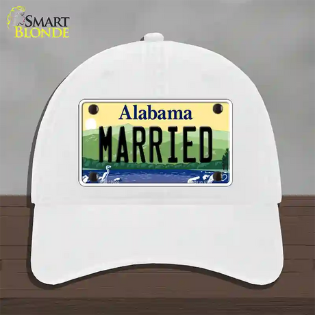 Married Alabama Novelty License Plate Hat Unconstructed Cotton / White