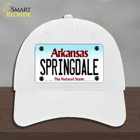 Springdale Arkansas Novelty License Plate Hat Unconstructed Cotton / White