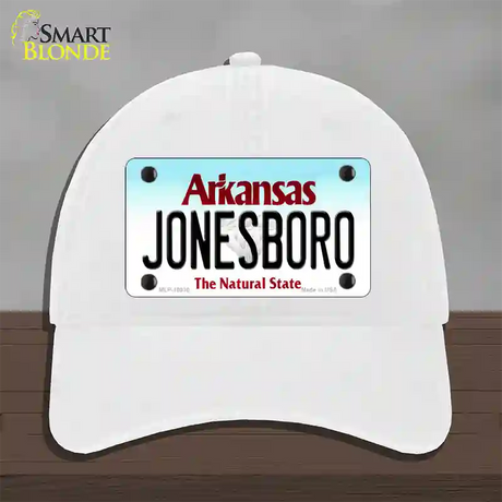 Jonesboro Arkansas Novelty License Plate Hat Unconstructed Cotton / White