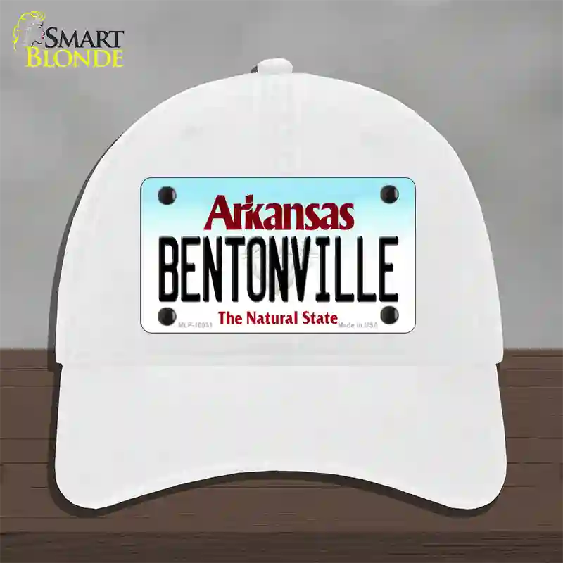 Bentonville Arkansas Novelty License Plate Hat Unconstructed Cotton / White