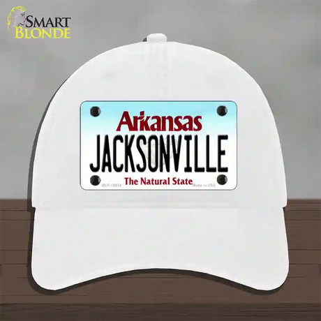 Jacksonville Arkansas Novelty License Plate Hat Unconstructed Cotton / White