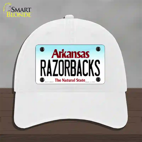 Razorbacks Arkansas Novelty License Plate Hat Unconstructed Cotton / White