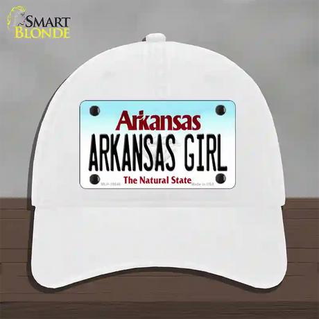 Arkansas Girl Arkansas Novelty License Plate Hat Unconstructed Cotton / White