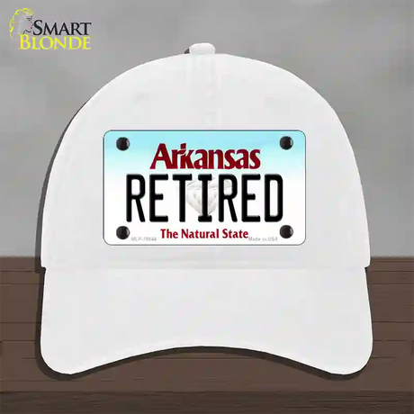 Retired Arkansas Novelty License Plate Hat Unconstructed Cotton / White