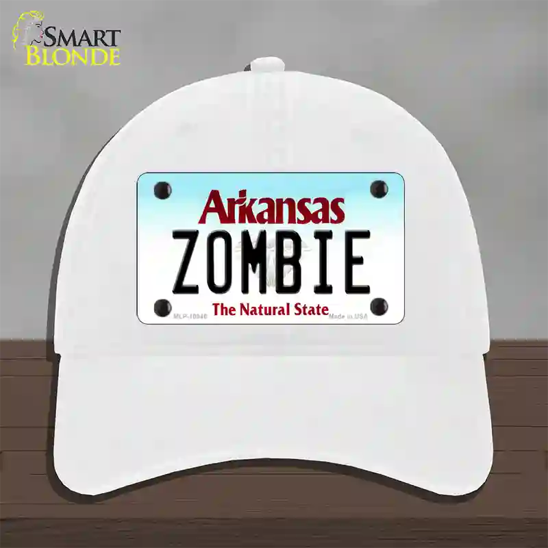 Zombie Arkansas Novelty License Plate Hat Unconstructed Cotton / White