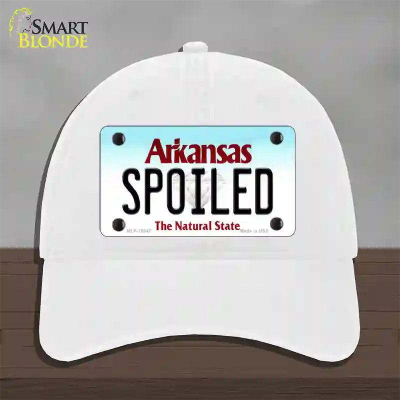 Spoiled Arkansas Novelty License Plate Hat Unconstructed Cotton / White