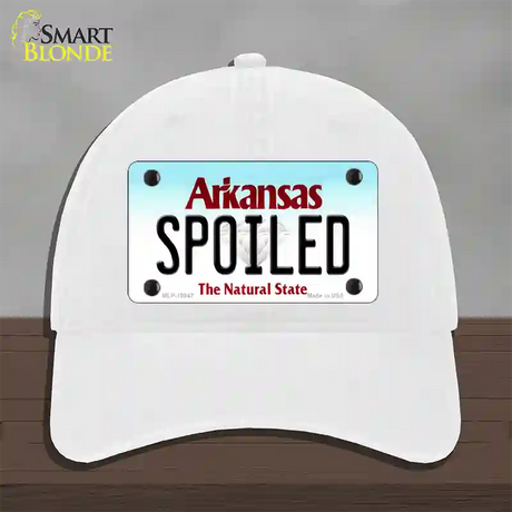 Spoiled Arkansas Novelty License Plate Hat Unconstructed Cotton / White