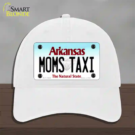 Moms Taxi Arkansas Novelty License Plate Hat Unconstructed Cotton / White