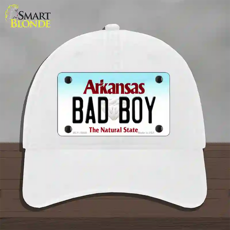 Bad Boy Arkansas Novelty License Plate Hat Unconstructed Cotton / White