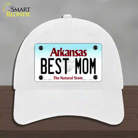 Best Mom Arkansas Novelty License Plate Hat Unconstructed Cotton / White