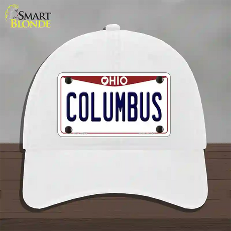 Columbus Ohio Novelty License Plate Hat Unconstructed Cotton / White