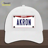 Akron Ohio Novelty License Plate Hat Unconstructed Cotton / White