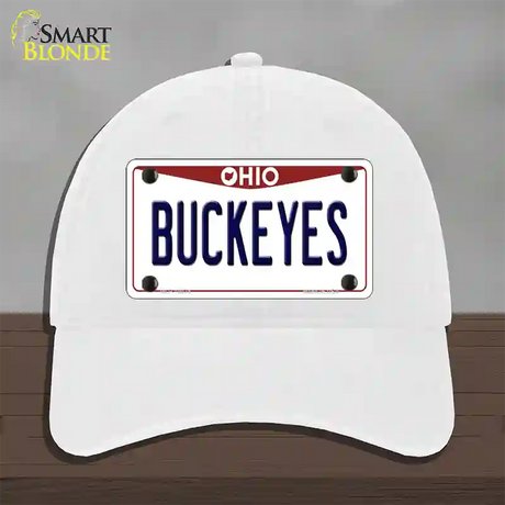 Buckeyes Ohio Novelty License Plate Hat Unconstructed Cotton / White