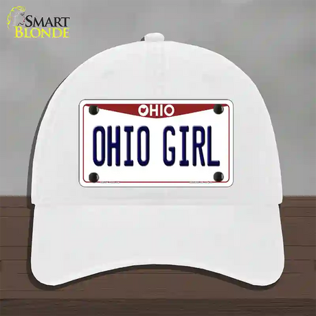 Ohio Girl Ohio Novelty License Plate Hat Unconstructed Cotton / White