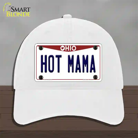 Hot Mama Ohio Novelty License Plate Hat Unconstructed Cotton / White