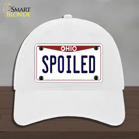 Spoiled Ohio Novelty License Plate Hat Unconstructed Cotton / White