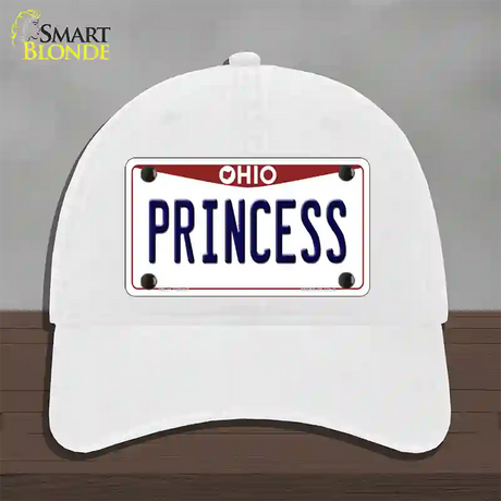 Princess Ohio Novelty License Plate Hat Unconstructed Cotton / White