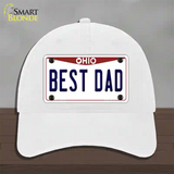 Best Dad Ohio Novelty License Plate Hat Unconstructed Cotton / White