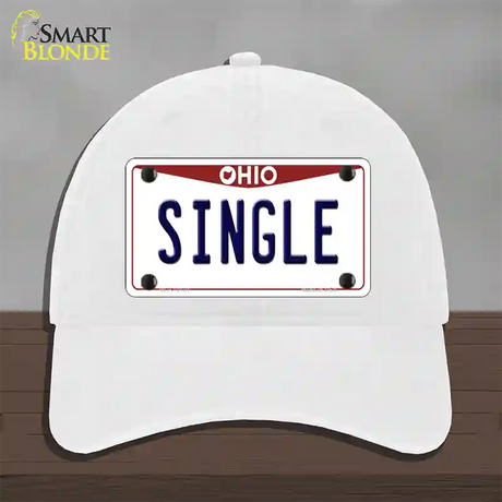 Single Ohio Novelty License Plate Hat Unconstructed Cotton / White