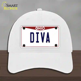 Diva Ohio Novelty License Plate Hat Unconstructed Cotton / White