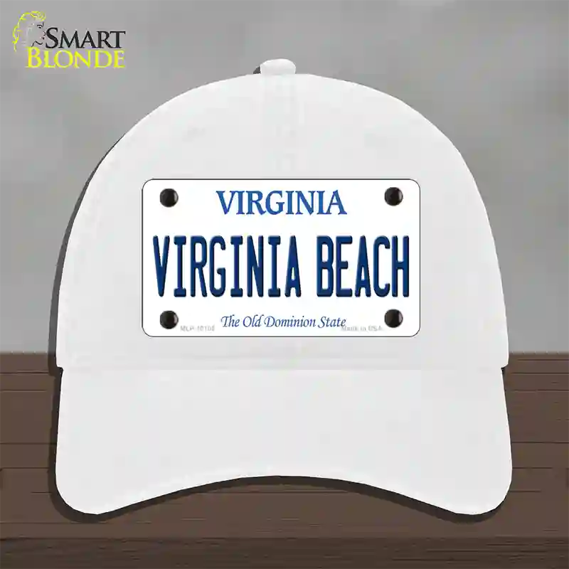 Virginia Beach Virginia Novelty License Plate Hat Unconstructed Cotton / White