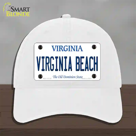 Virginia Beach Virginia Novelty License Plate Hat Unconstructed Cotton / White