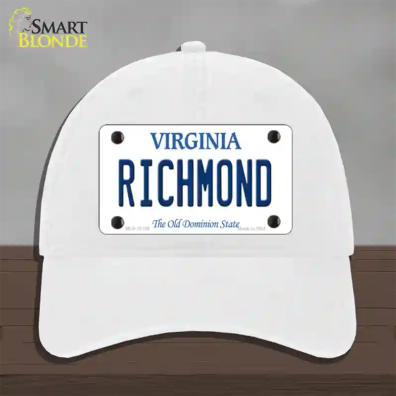 Richmond Virginia Novelty License Plate Hat Unconstructed Cotton / White