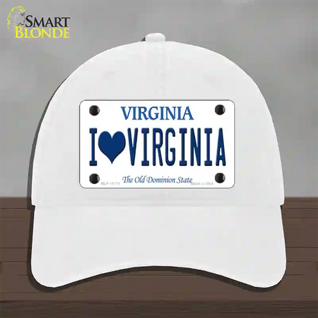 I Love Virginia Novelty License Plate Hat Unconstructed Cotton / White