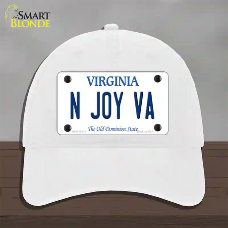 N Joy VA Virginia Novelty License Plate Hat Unconstructed Cotton / White