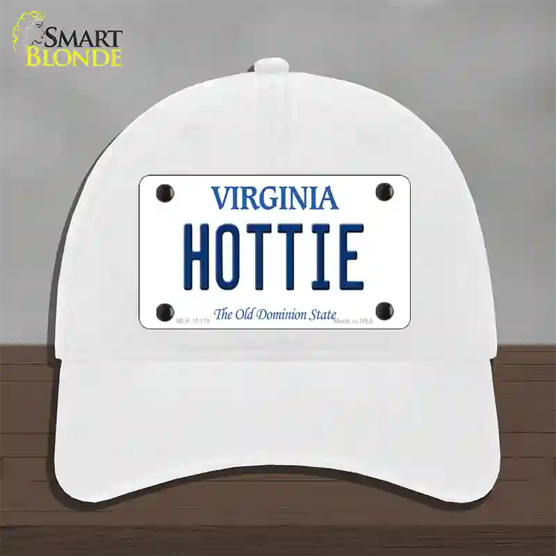 Hottie Virginia Novelty License Plate Hat Unconstructed Cotton / White