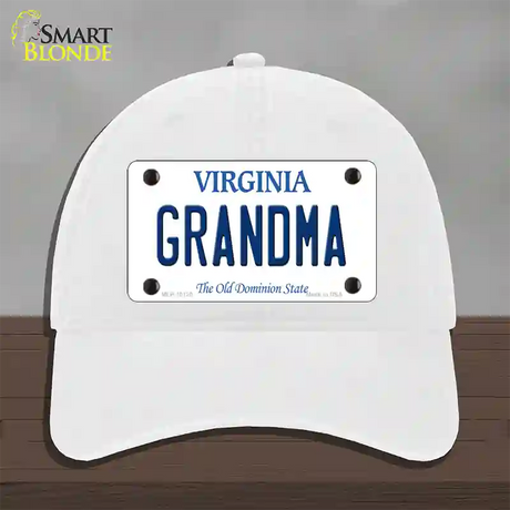 Grandma Virginia Novelty License Plate Hat Unconstructed Cotton / White