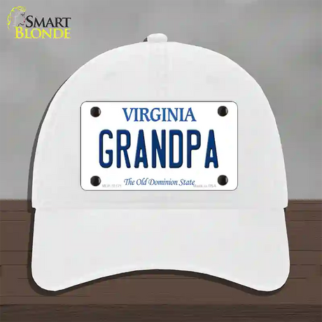 Grandpa Virginia Novelty License Plate Hat Unconstructed Cotton / White