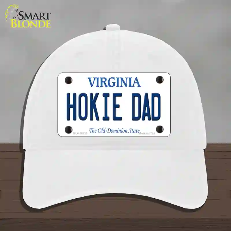 Hokie Dad Virginia Novelty License Plate Hat Unconstructed Cotton / White