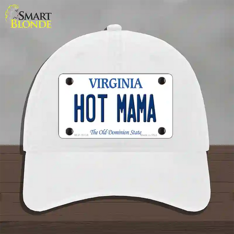 Hot Mama Virginia Novelty License Plate Hat Unconstructed Cotton / White