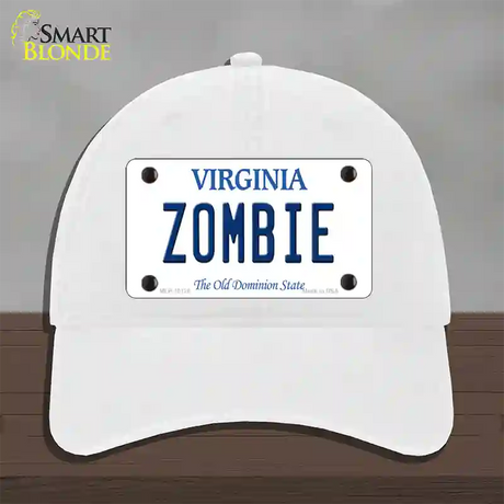 Zombie Virginia Novelty License Plate Hat Unconstructed Cotton / White