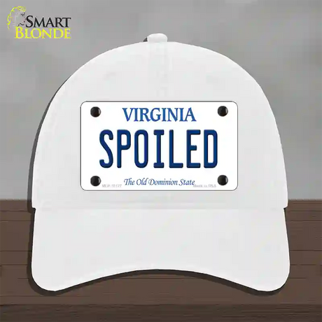 Spoiled Virginia Novelty License Plate Hat Unconstructed Cotton / White