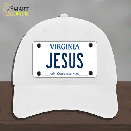 Jesus Virginia Novelty License Plate Hat Unconstructed Cotton / White