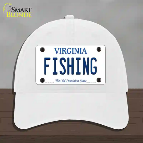 Fishing Virginia Novelty License Plate Hat Unconstructed Cotton / White