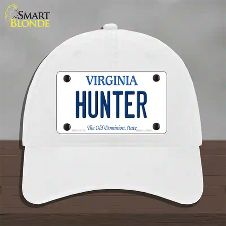 Hunter Virginia Novelty License Plate Hat Unconstructed Cotton / White